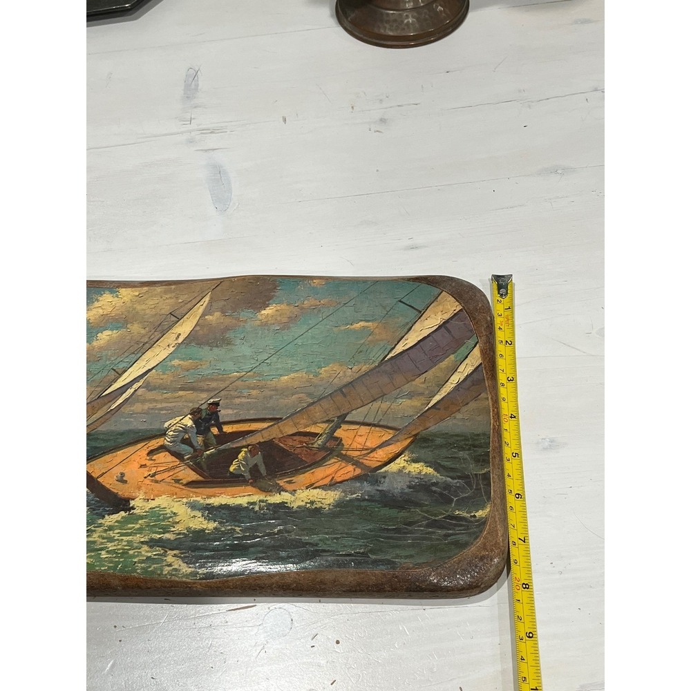 Vintage Arthur Sarnoff Yacht Race print of Painting on wood Wall Art 1960s - Picture 4 of 6